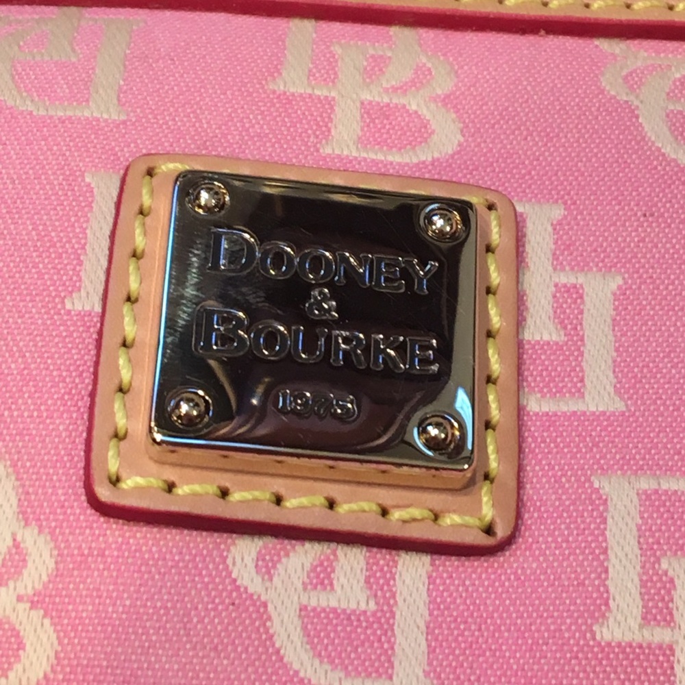 Dooney and Bourke Canvas and Leather Pink Logo Bag - Picture 2 of 8